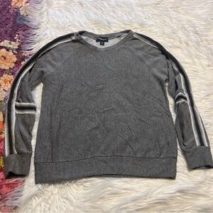 Fifteen Twenty Gray Crewneck Sweater with Stripe Accents